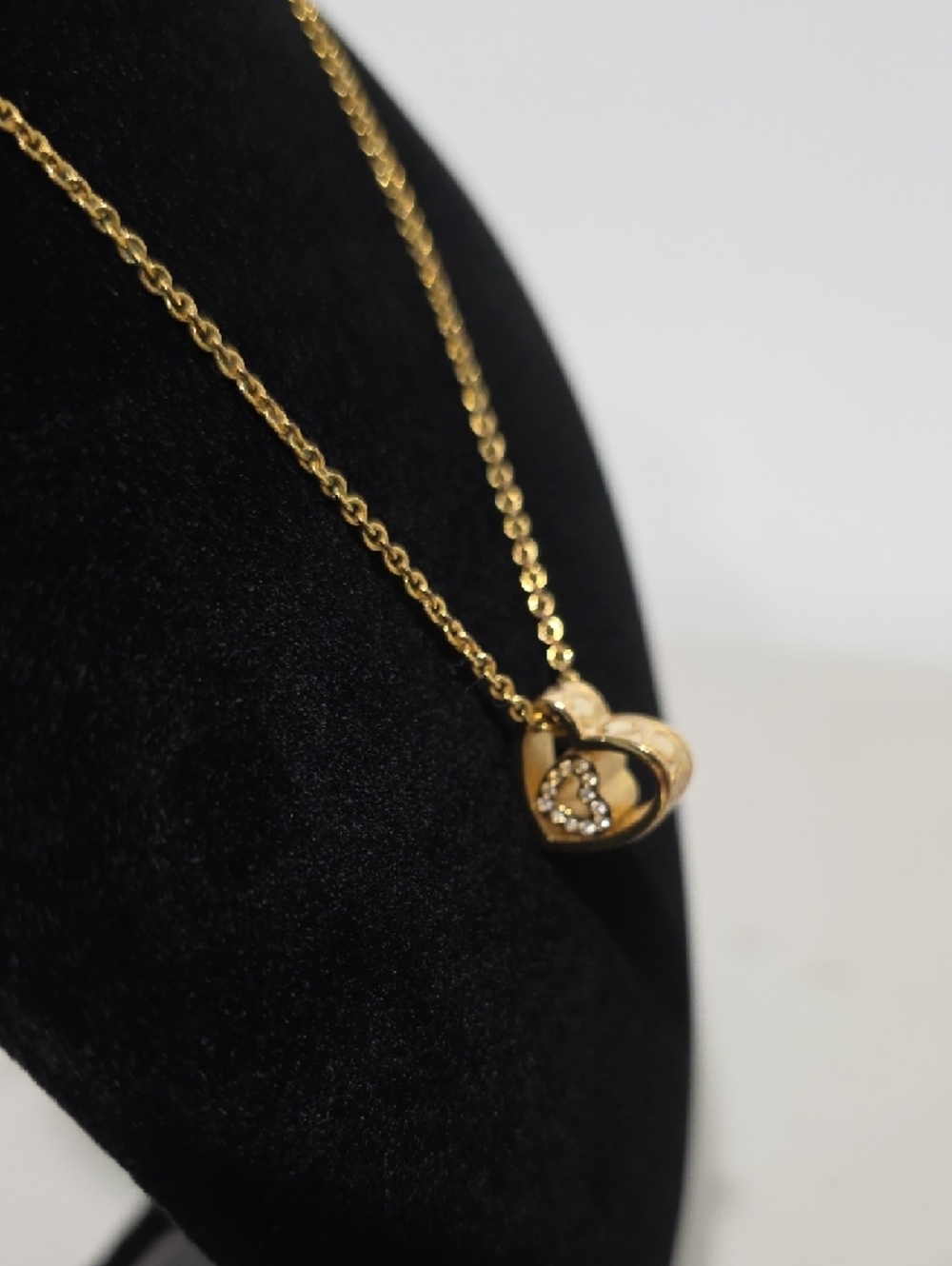 Coach Gold Heart White Necklace with Crystal Heart Shaped Accent - Picture 4 of 7